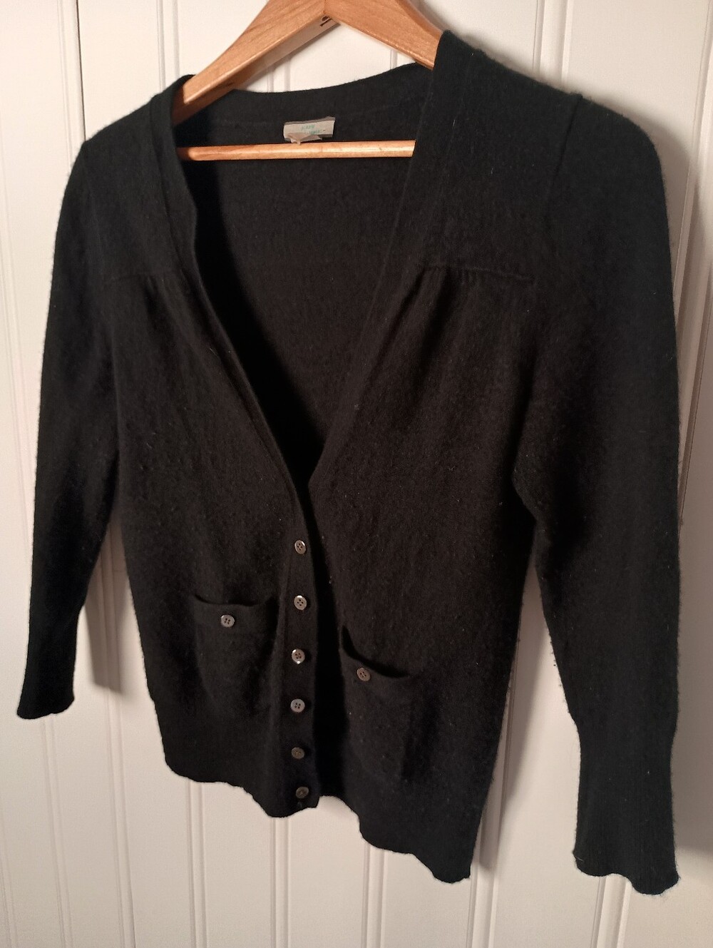 J. Crew- Black Cashmere V-Neck Button Cardigan Sweater- Size S